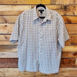 Men's Express cotton short sleeve shirt grey & white plaid size XL